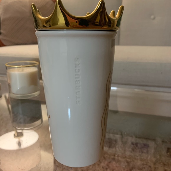 Starbucks Gold Crown Ceramic Travel Mug Tumbler - Picture 3 of 5